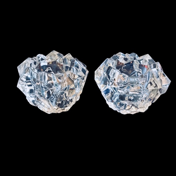 2 Goebel Crystal Meteor Charlottenhutte Votive Candleholders 4” Cubist Glamour - Picture 7 of 14